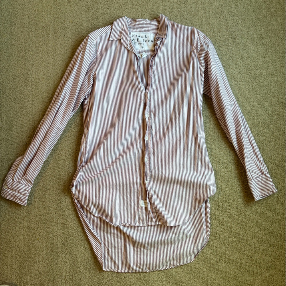 Frank & Eileen White with Red Pinstripe Button Down Shirt